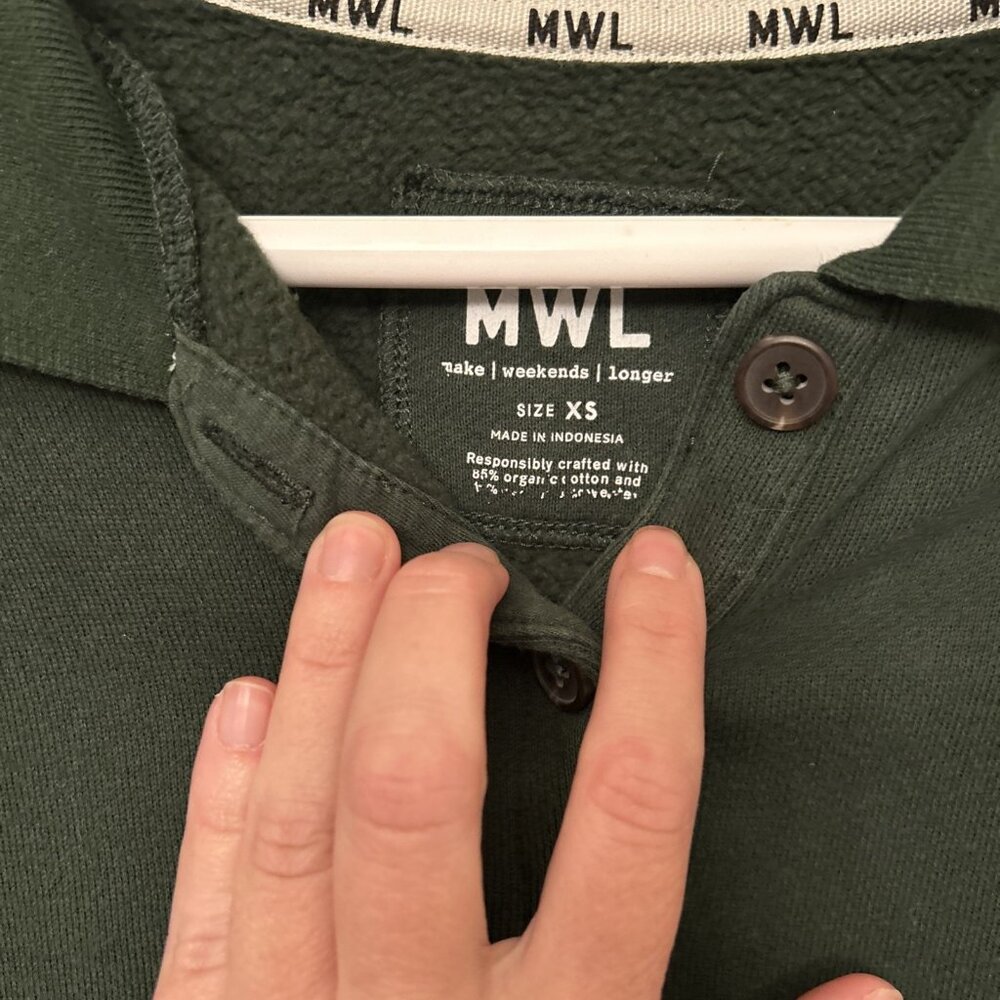 Madewell‎ MWL Betterterry Crop Polo Sweatshirt Forest Green Size XS - Picture 2 of 7